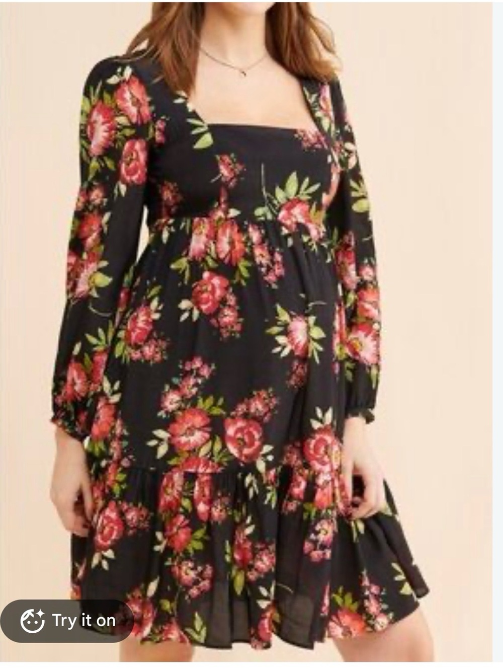 Yumi Kim Black Floral Maternity Dress